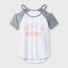 Grayson Social Girls' Cold Shoulder Raglan Short Sleeve T-shirt - Heather Gray