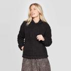 Women's Plus Size Long Sleeve Hoodie Sherpa Sweatshirt - Universal Thread Black