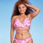Women's Wrap Bralette Bikini Top - Wild Fable Pink Heart Print
