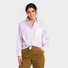 Women's Striped Long Sleeve Button-down Boyfriend Shirt - A New Day
