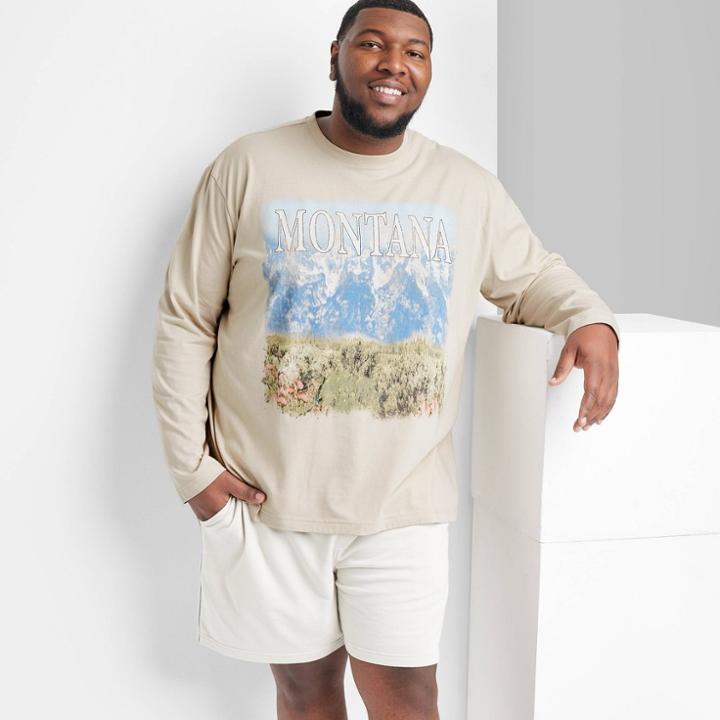 Men's Big & Tall Long Sleeve Graphic T-shirt - Original Use Tan