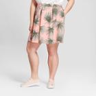 Women's Plus Size Printed Poplin A Line Skirt - A New Day Coral