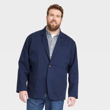 Men's Big & Tall Washed Cotton Blazer - Goodfellow & Co Navy Blue