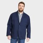 Men's Big & Tall Washed Cotton Blazer - Goodfellow & Co Navy Blue