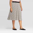 Women's Plus Size Menswear Pleated Midi Skirt - A New Day Gray