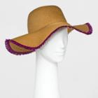 Women's Straw With Purple Fringe Floppy Hat - A New Day Tan