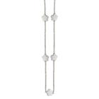 Zirconmania Zirconite Rhodium Plated Station Necklace With Enameled Daisies White - 40, Women's