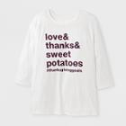Shinsung Tongsang Women's Plus Size 3/4 Sleeve Love & Thanks & Sweetpotatoes Raglan T-shirt - Almond Cream