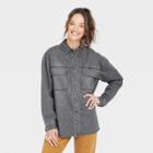 Women's Long Sleeve Oversized Utility Button-down Shirt - Universal Thread Gray