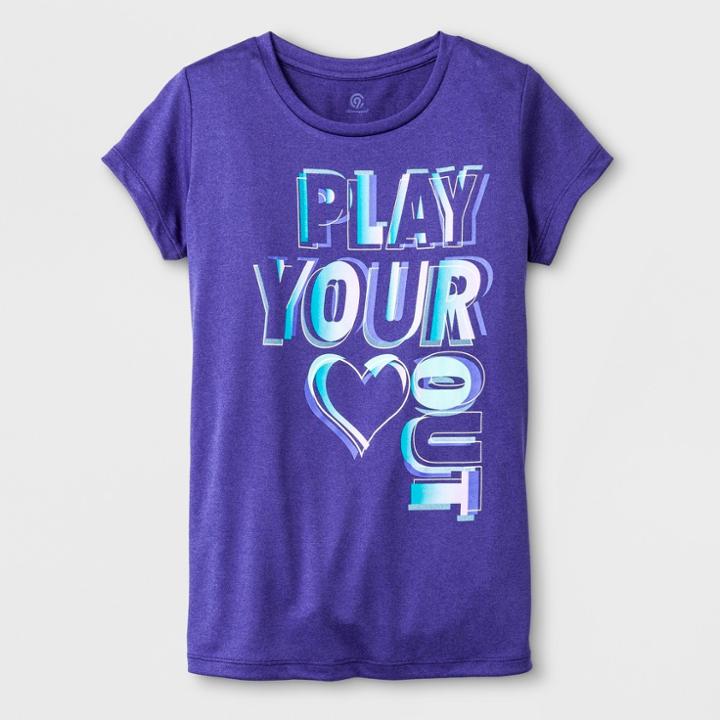 Girls' Graphic Tech T-shirt Play Your Heart Out - C9 Champion Violet Heather