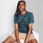 Adult Checked Relaxed Fit Short Sleeve T-shirt - Original Use Blue