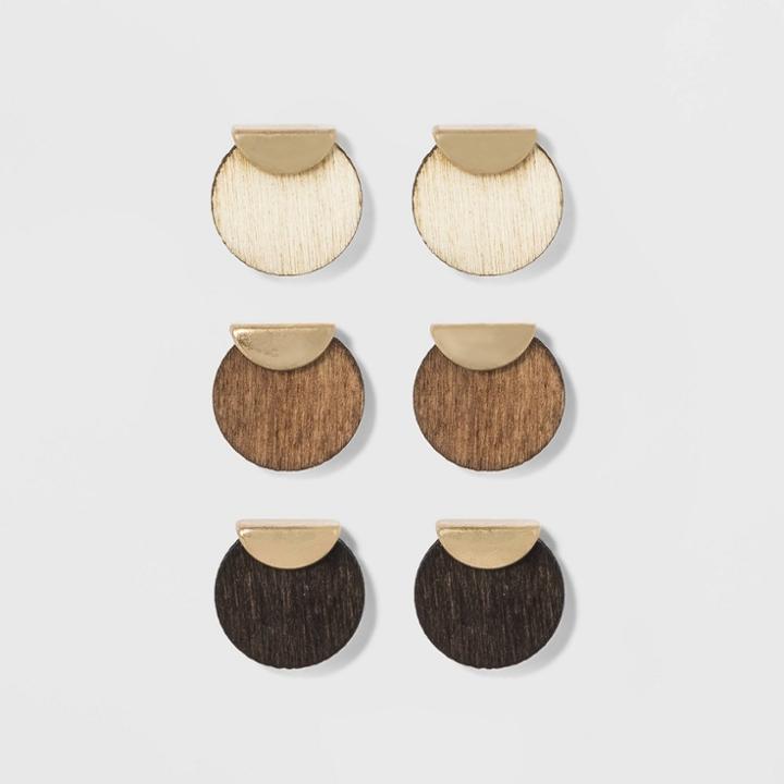 Trio Multi Wood Earrings - Universal Thread Gold,