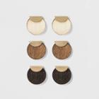 Trio Multi Wood Earrings - Universal Thread Gold,
