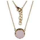 Target 18k Gold Over Fine Silver Plated Bronze Genuine Natural White Druzy Necklace - 16 + 2, Girl's, Gold/white