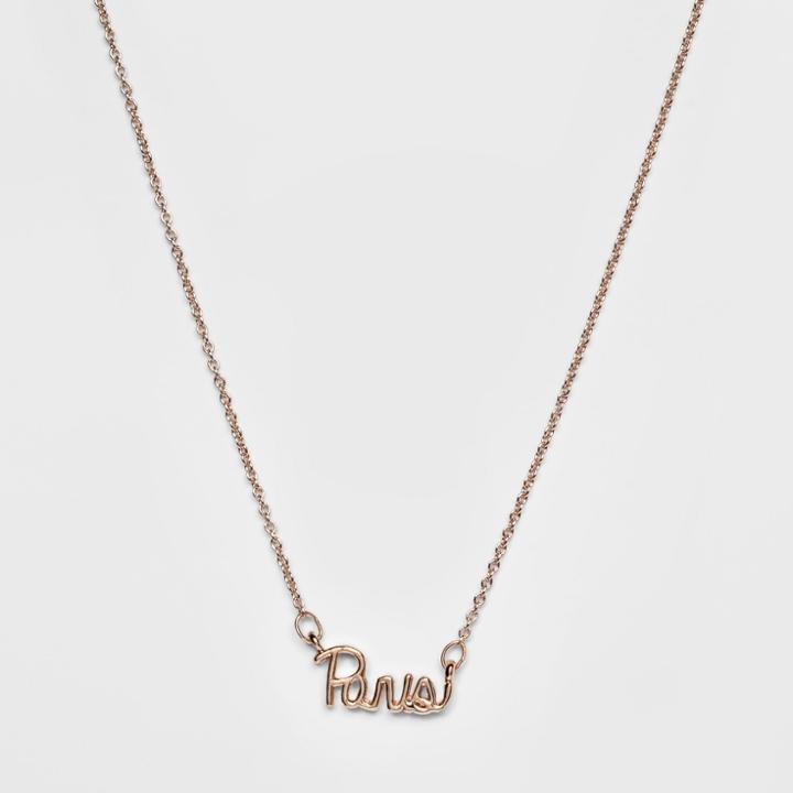 Script Lettering Paris Pendant Necklace - Wild Fable Rose Gold