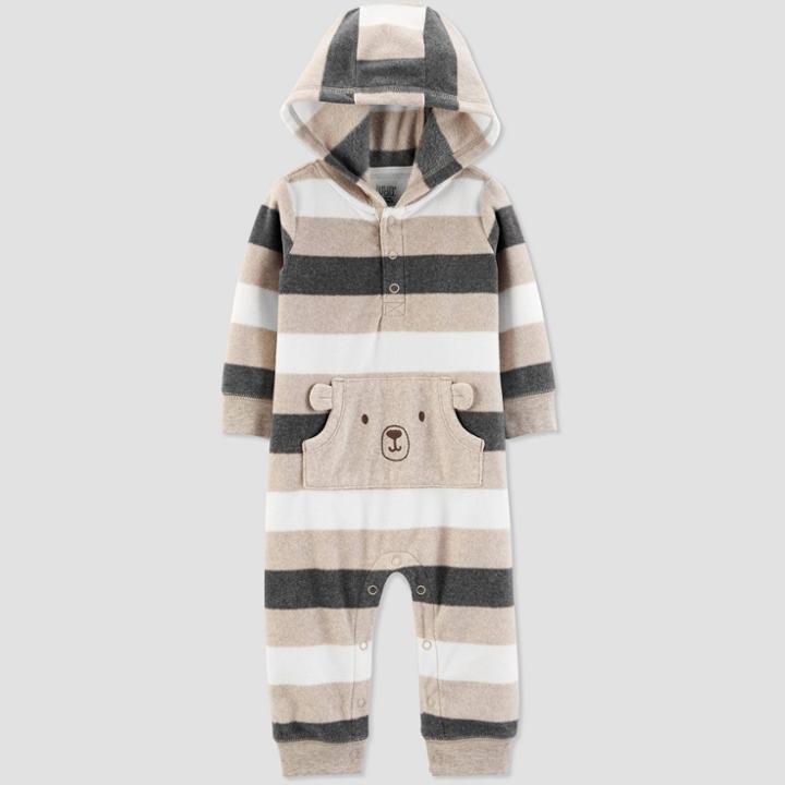 Baby Boys' Fleece Hooded Romper - Just One You Made By Carter's Gray/black Newborn, Boy's, Beige