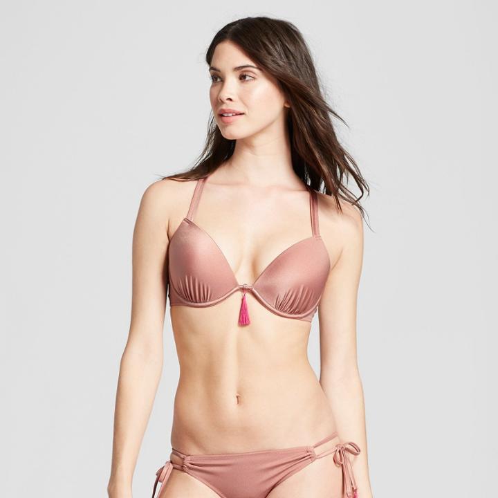 Women's Shore Light Lift Strappy Metallic Bikini Top - Shade & Shore Rose Gold