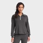 Women's Waffle Knit Quarter Zip Sweatshirt - Universal Thread Dark Gray