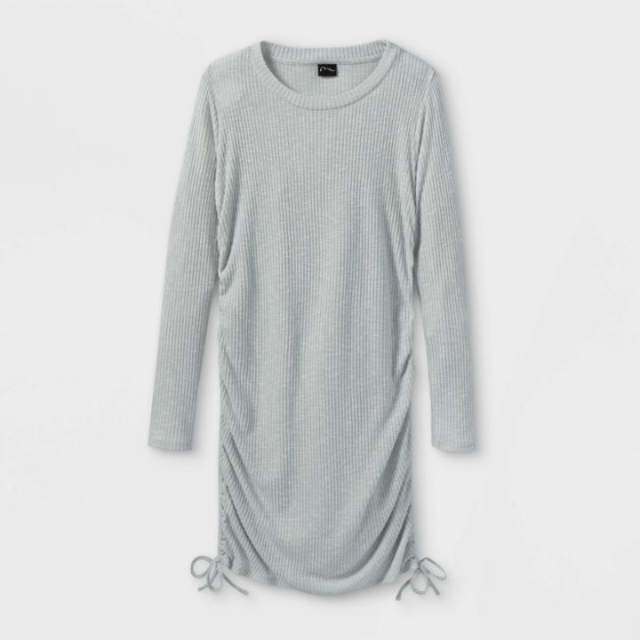 Girls' Side Cinch Long Sleeve Knit Dress - Art Class