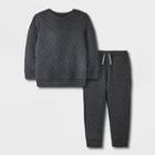 Toddler Boys' 2pc Quilted Fleece Pullover And Knit Jogger Pull-on Pants Set - Cat & Jack Gray