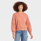 Women's Quilted Pullover Sweatshirt - Universal Thread Coral Orange