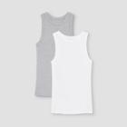 Women's Slim Fit Ribbed 2pk Bundle Tank Top - A New Day White/gray