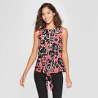 Women's Keyhole Tie Front Tank - A New Day Pink