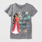 Toddler Girls' Disney Princess Elana Of Avalor Be Who You Want To Be Short Sleeve T-shirt - Gray