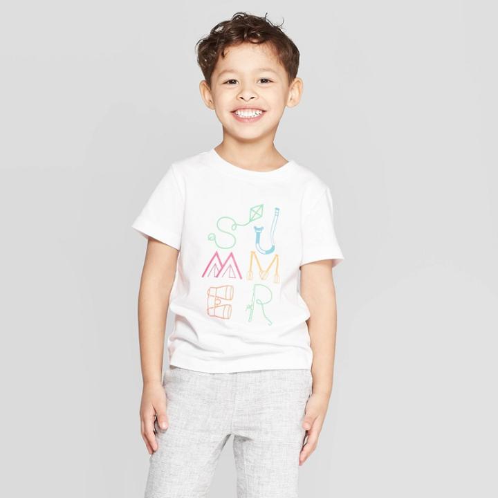 Toddler Boys' Jersey Summer T-shirt - Cat & Jack White