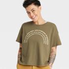 No Brand Pride Adult Rainbow Short Sleeve T-shirt - Olive Green