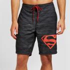 Men's Dc Comics Superman Dark Logo Board Shorts 9.5 - Black