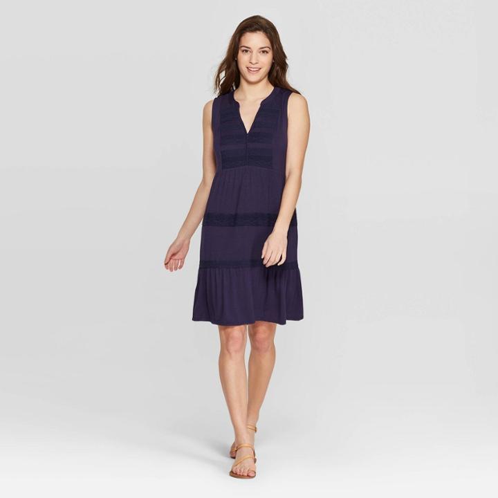 Women's Sleeveless V-neck Shift Dress - Knox Rose Blue