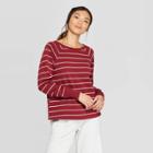 Women's Striped Beautifully Soft Fleece Lounge Sweatshirt - Stars Above Burgundy M, Women's, Size: