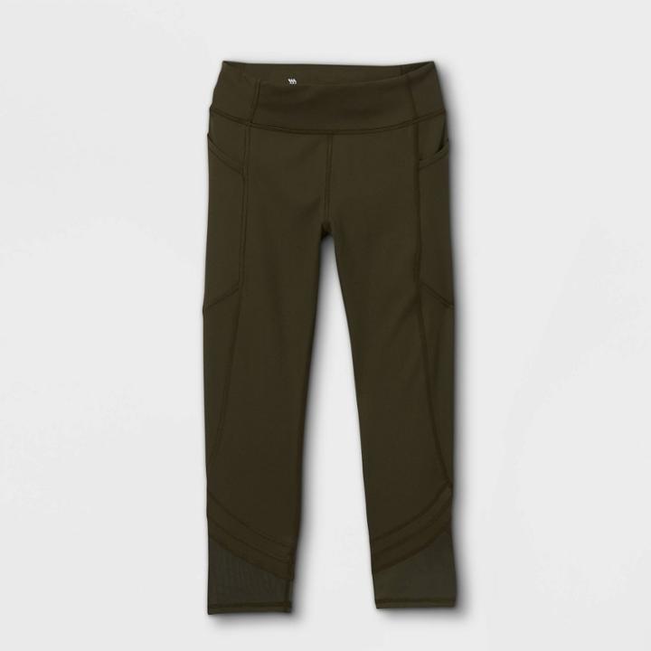 Girls' Side Pocket Capri Leggings - All In Motion Olive Green