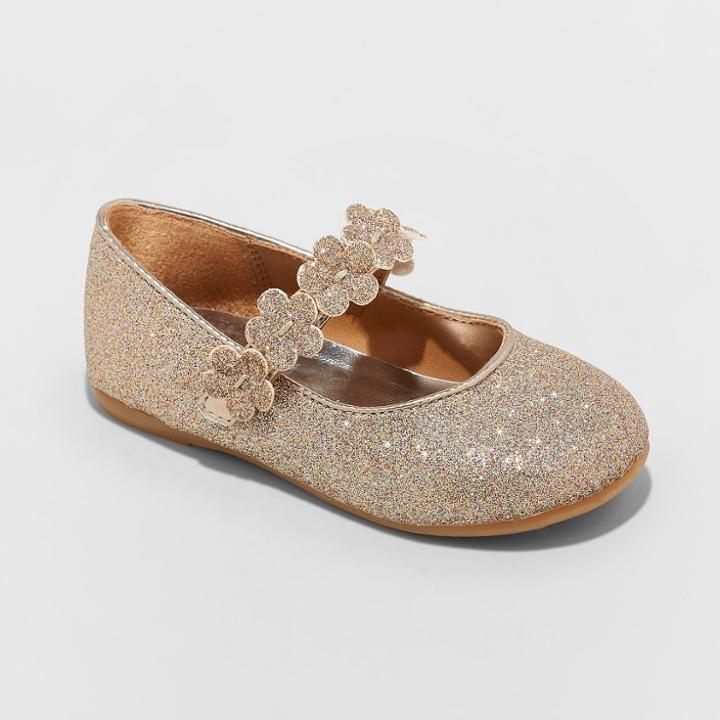 Toddler Girls' Flowers By Nina Mozelle Glitter Mary Jane - Rose Gold