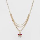 Three Chains And Fly Charm Short Necklace - A New Day Gold