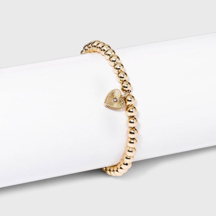 Sugarfix By Baublebar Light Amethyst June Heart Charm Beaded Bracelet - Gold