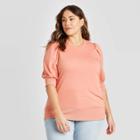 Women's Plus Size Elbow Sleeve Sweatshirt - Ava & Viv Blush Peach X, Women's, Blush Pink