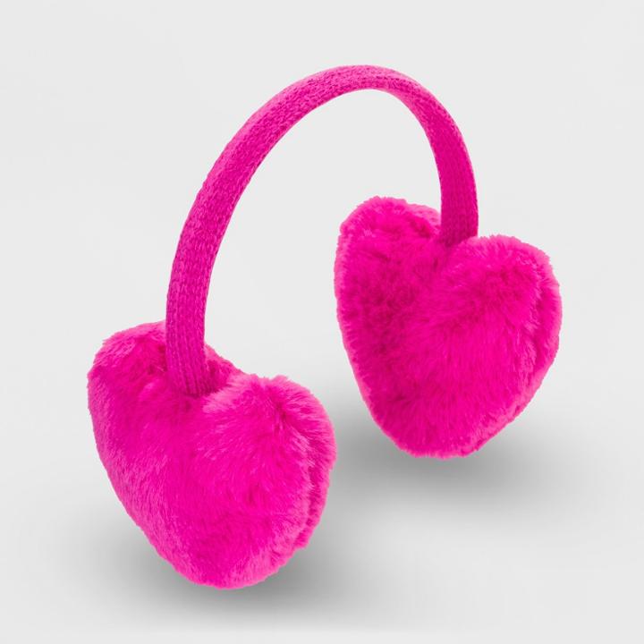 Girls' Faux Fur Heart Earmuffs - Cat & Jack Pink