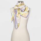 Women's Floral Print Square Crepe Scarf - A New Day Purple