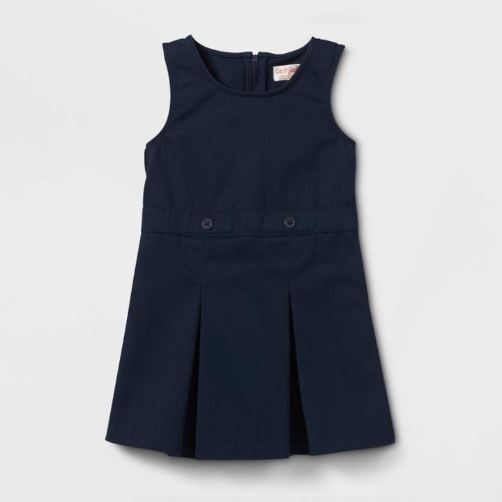 Toddler Girls' Sleeveless Uniform Woven Jumper - Cat & Jack Navy