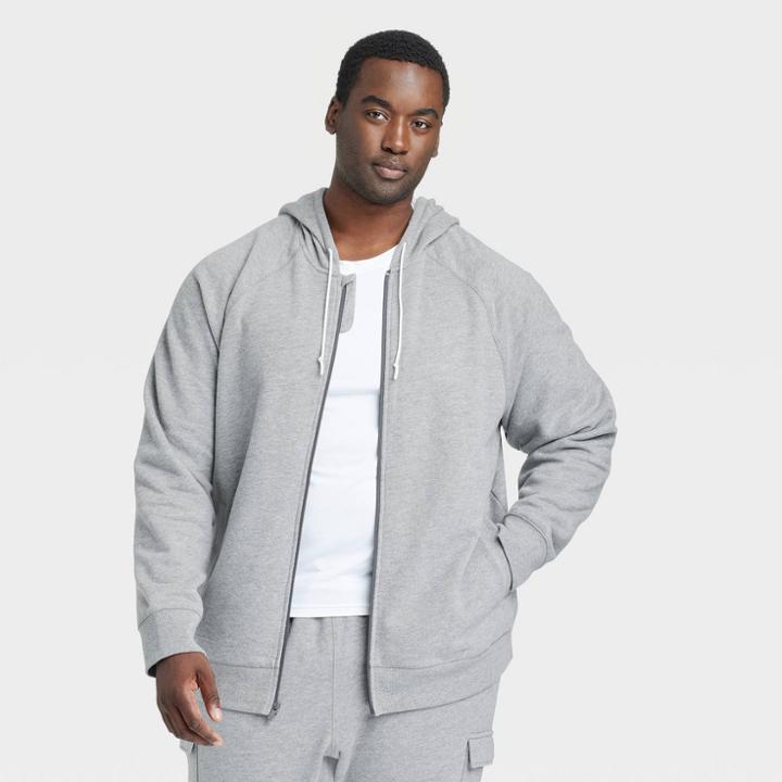 Men's Big Cotton Fleece Full Zip Sweatshirt - All In Motion Dark Gray
