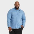 Men's Big & Tall Long Sleeve Button-up T-shirt - All In Motion Blue