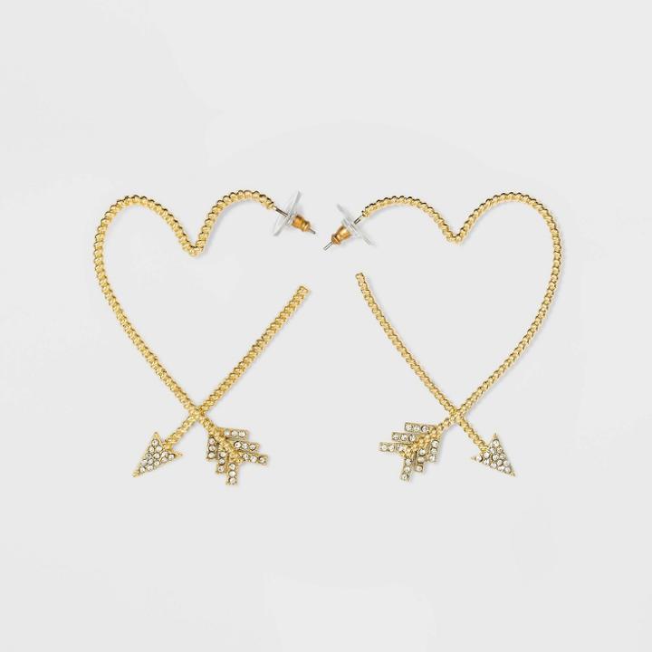 Sugarfix By Baublebar Arrow Heart Hoop Earrings - Gold