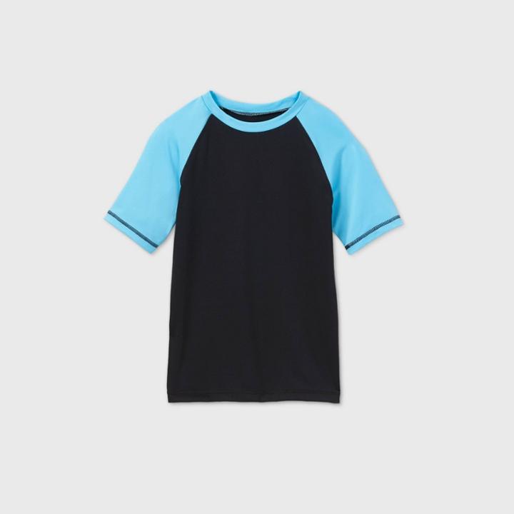 Mad Engine Boys' Fortnite Raglan Sleeve Rash Guard Swim Shirt - Blue/black