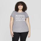 Women's Plus Size Short Sleeve Motherhood Love Coffee Wine T-shirt - Grayson Threads - Gray