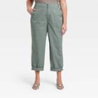 Women's Plus Size High-rise Straight Chilled Out Ankle Chino Pants - A New Day Green