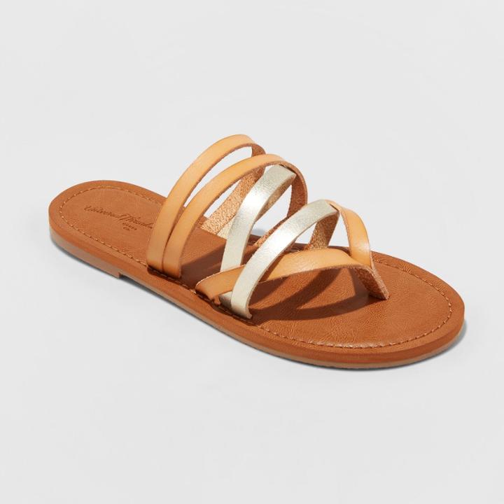 Women's Maritza Multi Strap Toe Wide Width Slide Sandal - Universal Thread Tan 11w,