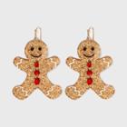 No Brand Glitter Clear Acrylic Gingerbread Man Earrings - Gold
