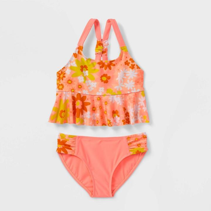 Girls' Retro Floral Print 2pc Midkini Set - Cat & Jack